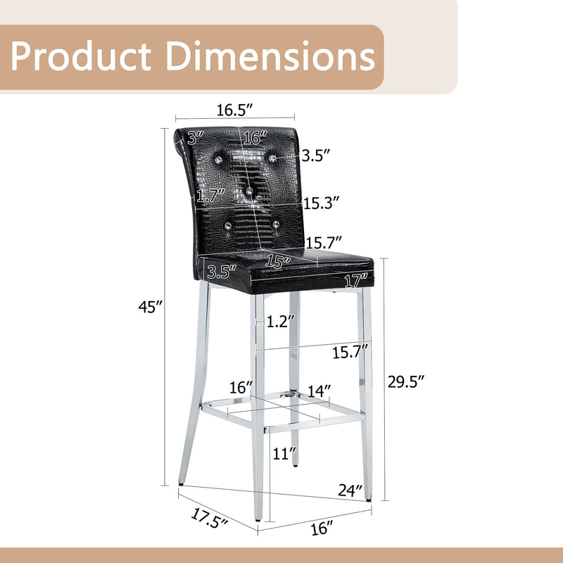 Bar Chairs & Crystal Clasp Design (Set of 2)