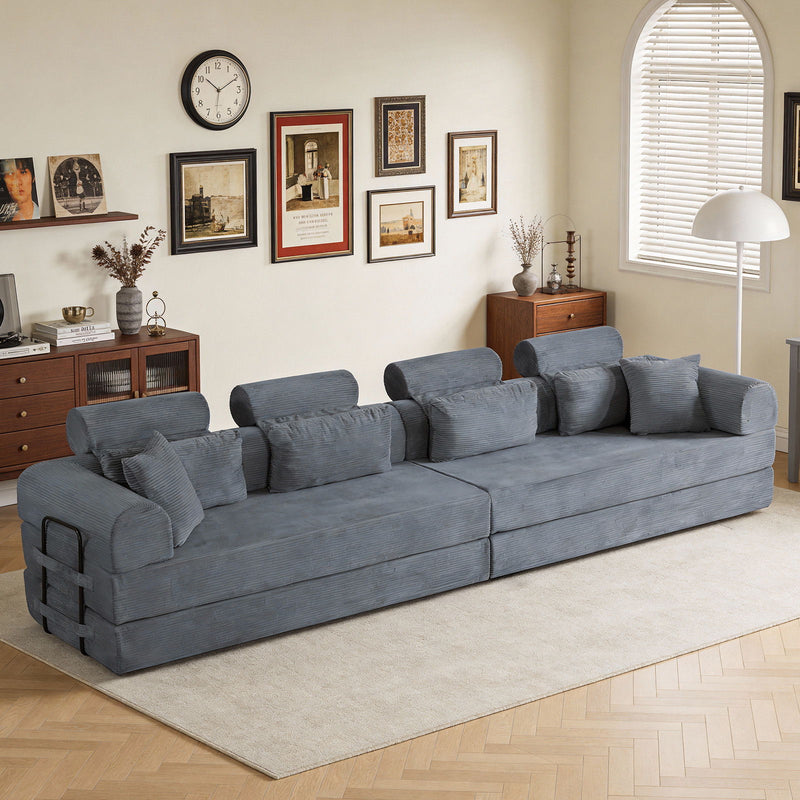 Modern L-Shape Modular Sectional Sofa, Compressed Design