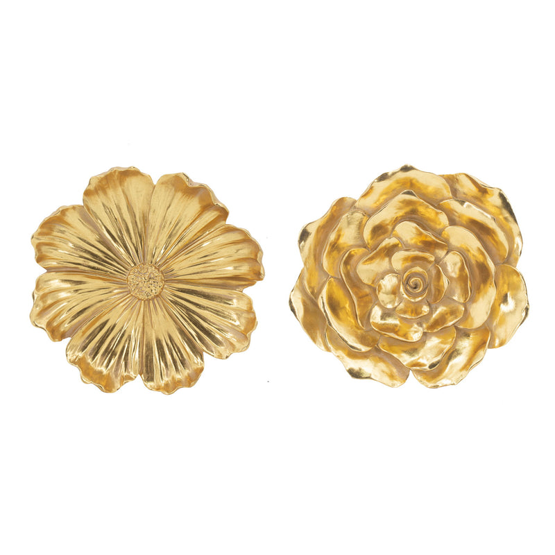 Rose Hanging Resin Wall Accents (Set of 2) - Gold