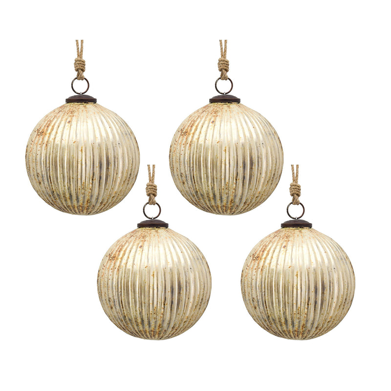 Christmas Ball Ornaments, Glass Decorative Hanging Ball Christmas Tree Ornaments For Holiday Party Decorations (Set of 4) - Silver