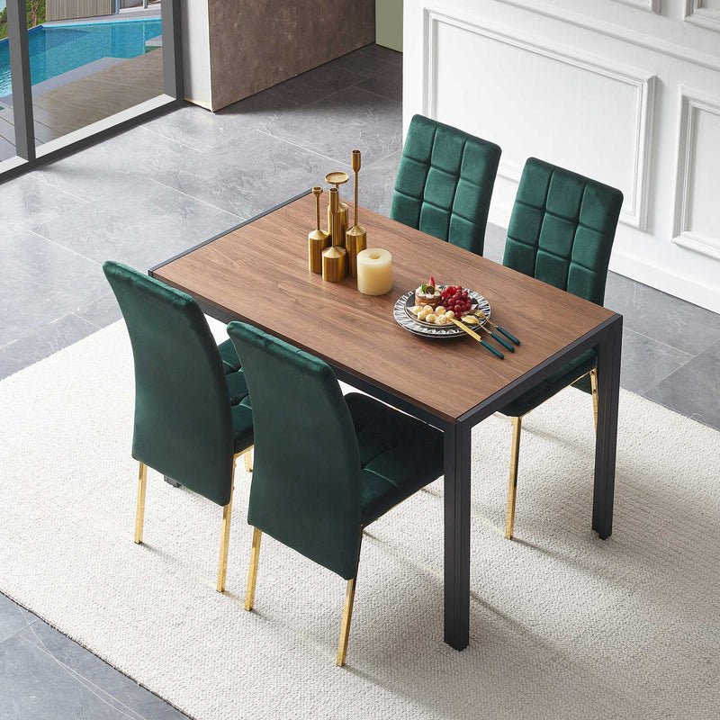 5 Pieces Dining Set Including High Back Color Legs Nordic Dining Chair & Creative Design Dining Table