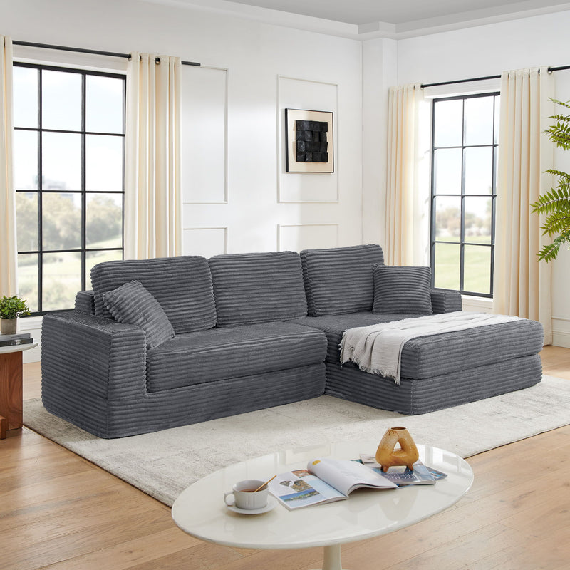 Modern Minimalist L Shape Modular Sectional Sofa, Couch