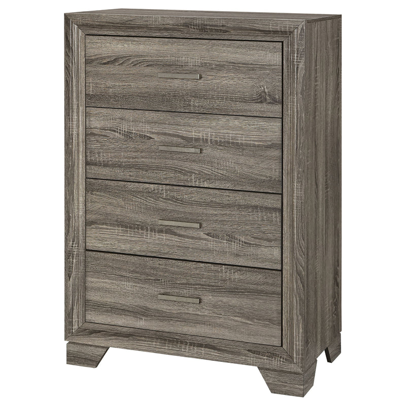 Funston - 4 Drawer Chest Of Drawers With Bar Handles - Brown Oak