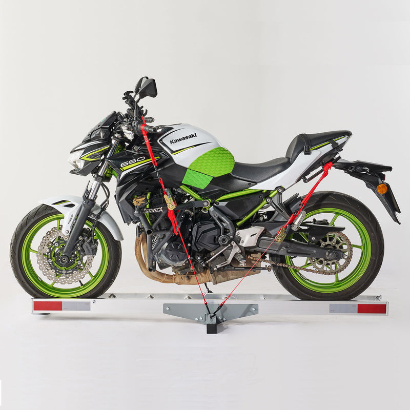 Motorcycle Hitch Mount Carrier With Ramp, Rust-Resistant - Silver