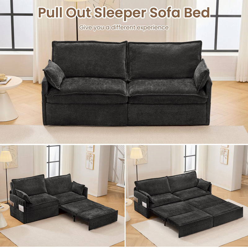 Pull Out Sofa Bed, Convertible Sleeper Sofa Couch, Side Storage, And USB / C - Type Charging Ports Chair