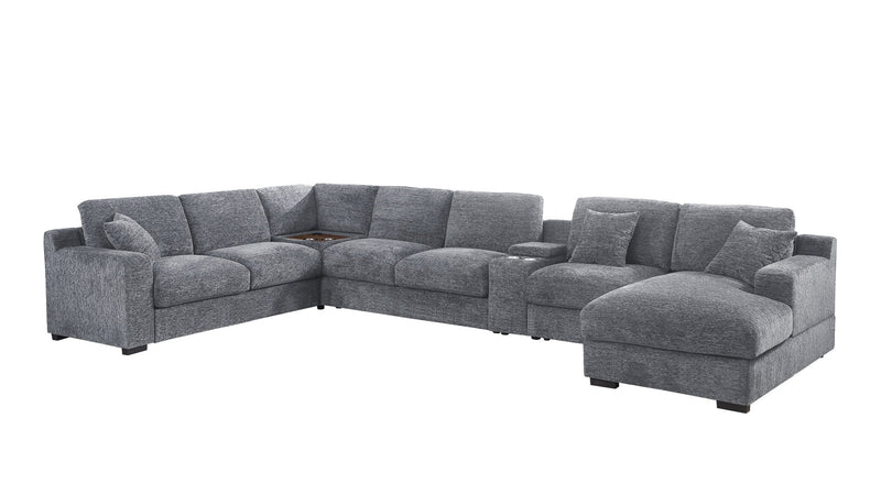 Celine - Fabric Corner Sectional Sofa With Right-Facing Chaise, Cupholders, And Charging Ports