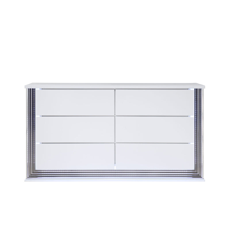 Moon - Smooth Dresser With LED - White