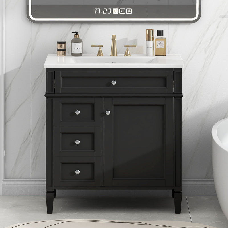 Bathroom Vanity With 2 Drawers And Tip-Out Drawer, Storage Cabinet