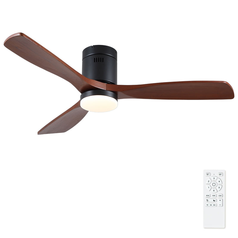 Low Profile Flush Mount Intergrated LED Ceiling Fan With Light And Silent Reversible Motor