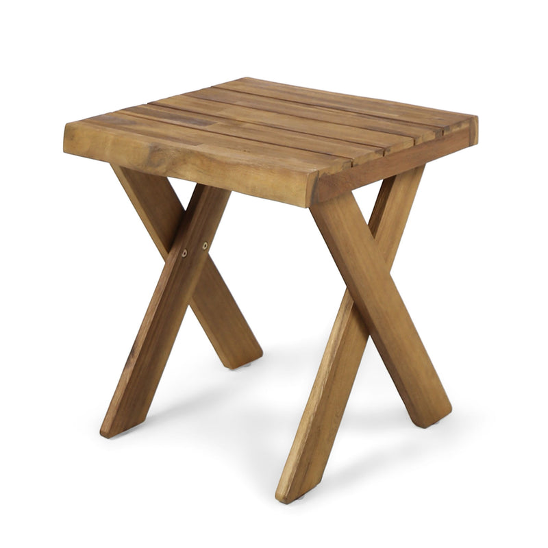 Passion - Outdoor Side Table With Cross Base And Slatted Top - Teak