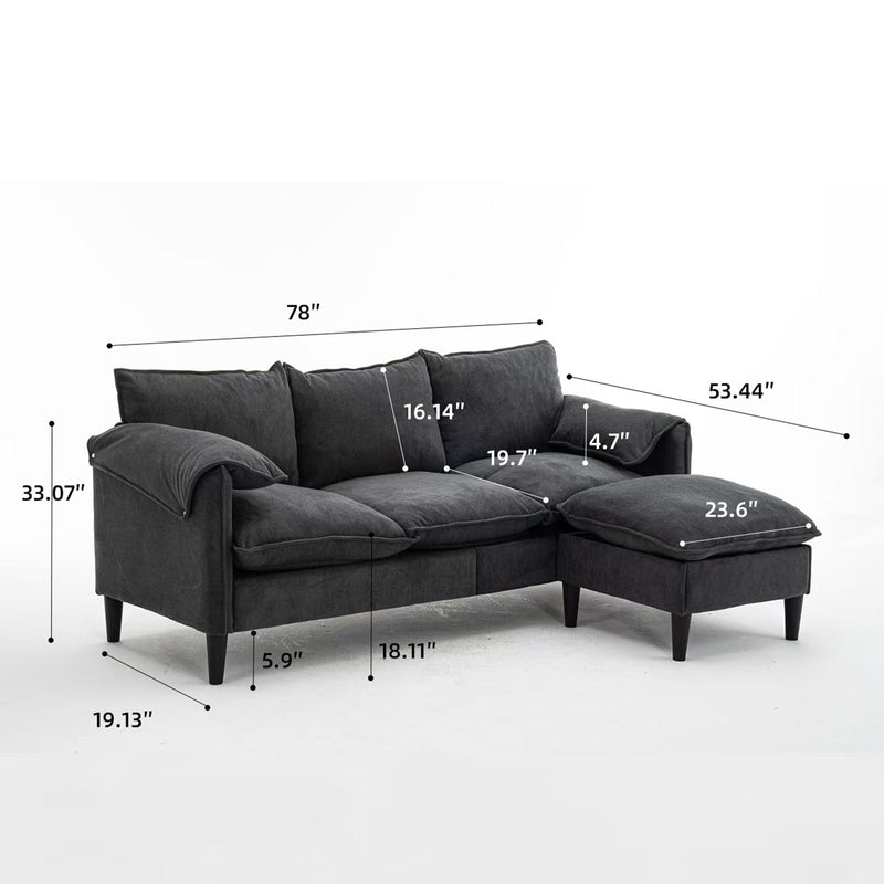 Convertible Combination Sofa With Footstools With Storage