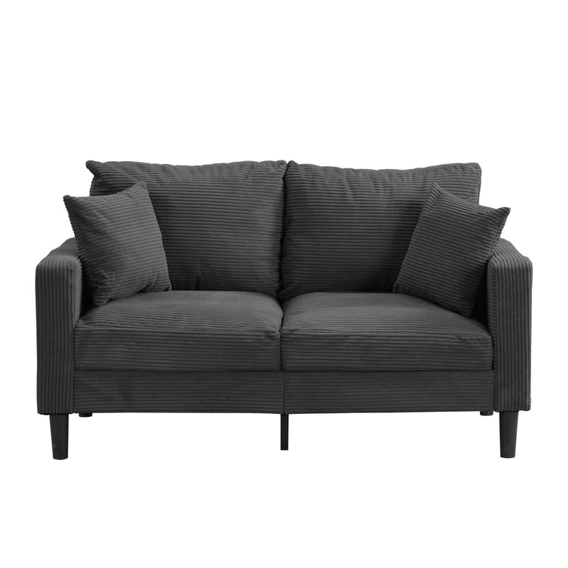 Modern Upholstered Loveseat Sofa With High Resilience, Wooden Frame - Dark Gray