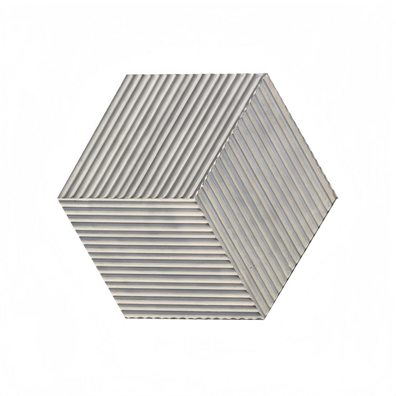 Hexagon Natural Stone Marble Tile, 3D Fluted (Set of 12)