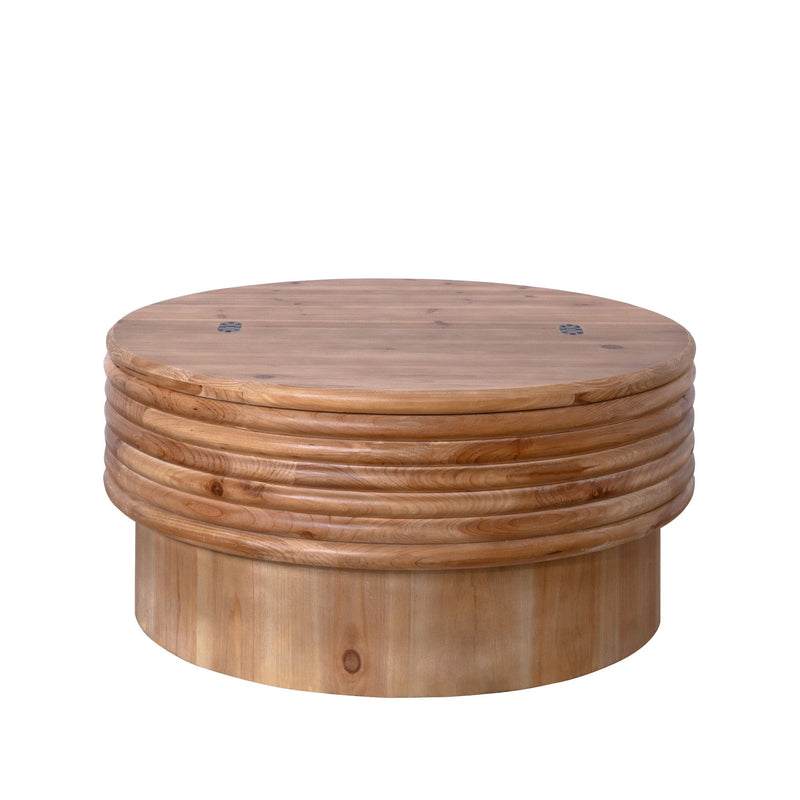 Round Wooden Coffee Table With Hidden Storage, Modern Rustic Centerpiece For Living Room - Multi / Natural / Rustic