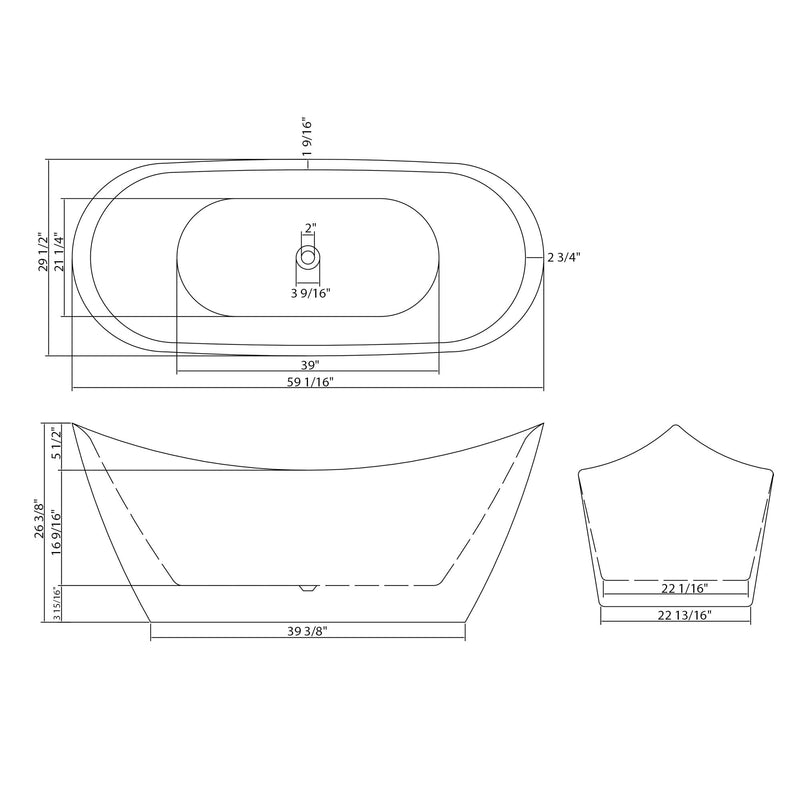 Glossy Freestanding Bathtub, Double Slipper Design, Deep Soaking Comfort