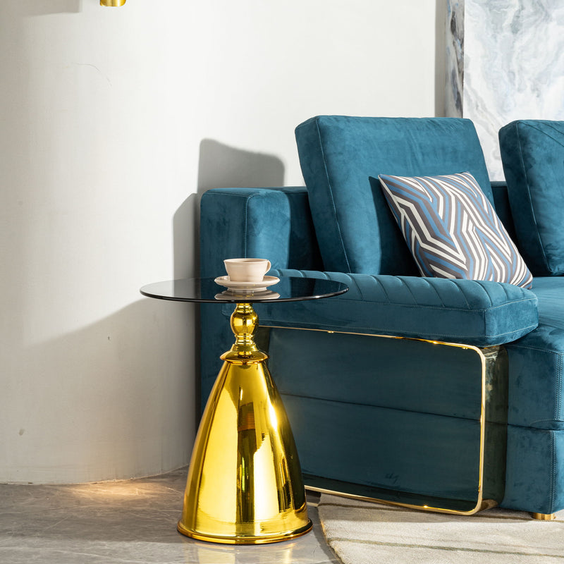 Modern Living Room Coffee Table With Tempered Glass Carbon Steel - Gold