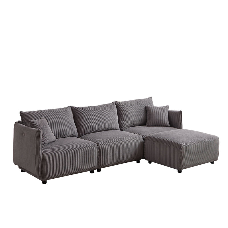 Modern Minimalist Combination Sofa With 2 Comfort Cushions With USB & C Charging Ports