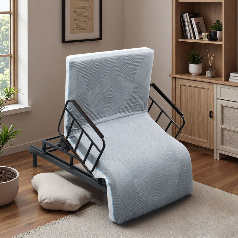 Electric Lift Bed For Seniors With Remote Control, Memory Foam Mattress, Safety Rails & Detachable Tray - Black / Gray