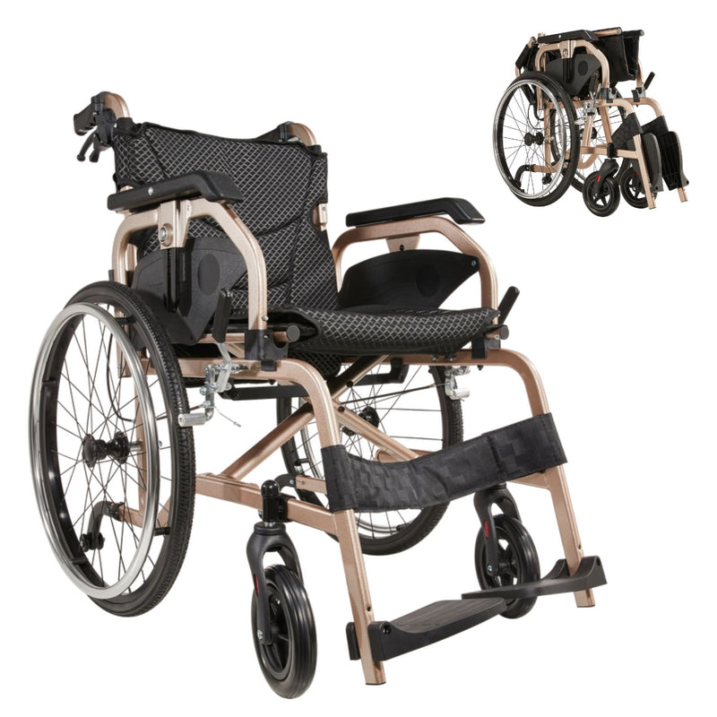 Premium Lightweight Foldable Transport Wheelchair For Adults
