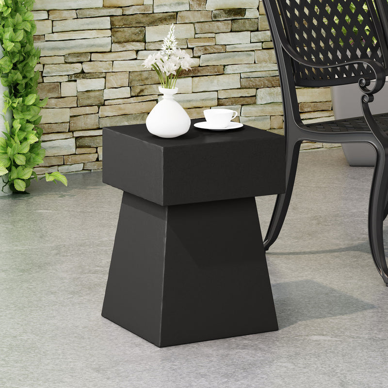Outdoor Side Table, Patio End Table - Black