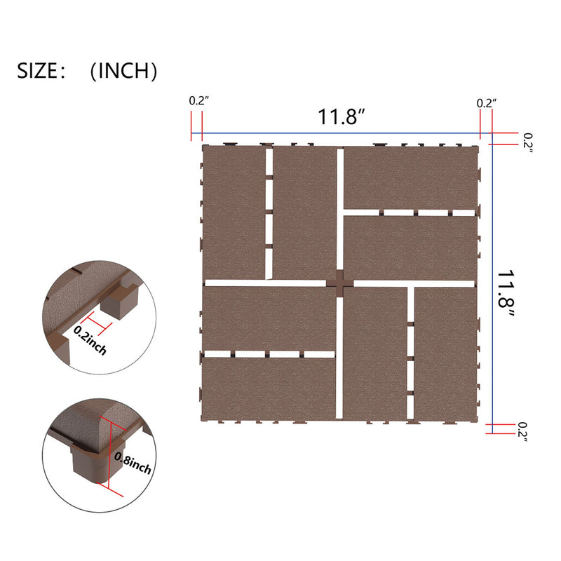 Plastic Interlocking Deck Tiles Patio Deck Tiles Waterproof Outdoor Use