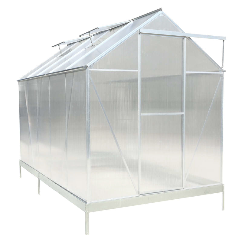Polycarbonate house, Heavy Duty Outdoor Aluminum Walk-In House Kit With Rain Gutter, Vent And Door For Backyard Garden