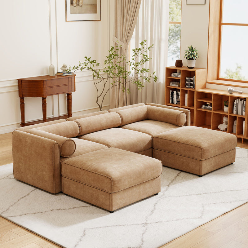 Contemporary Elegant Sofa With Storage And Ottoman