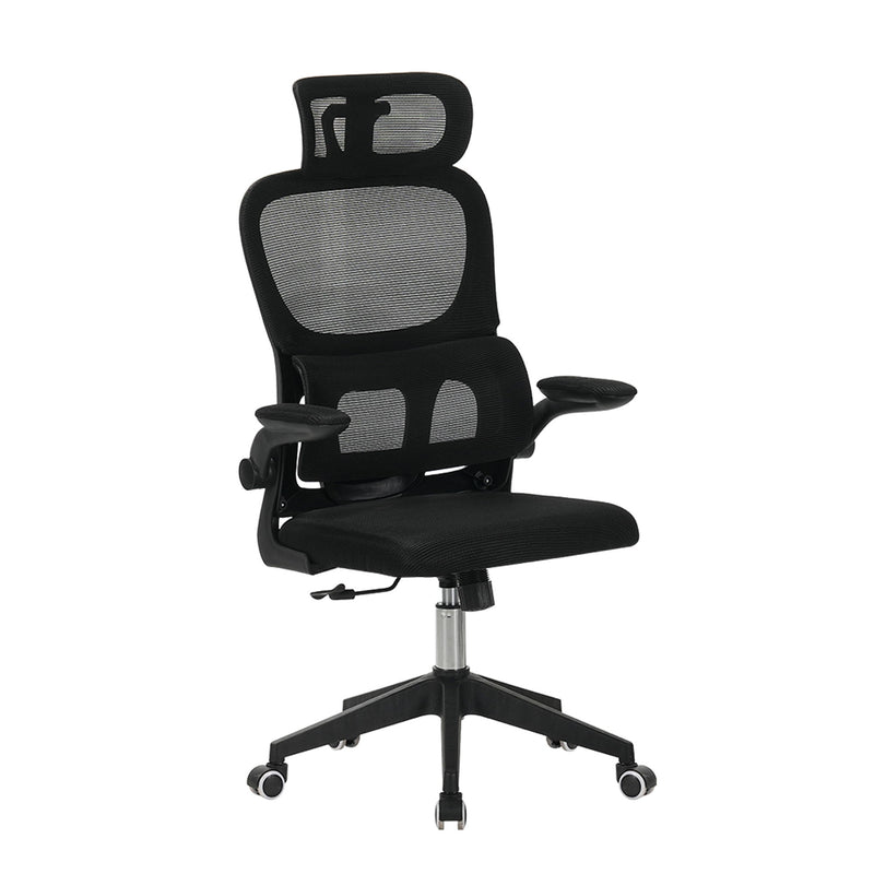 High Back Ergonomic Swivel Rolling Office Chair With Tilt Function, 3D Headrest, Lumbar Support - Black