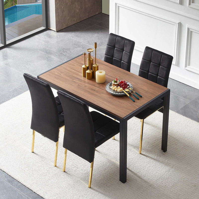 5 Pieces Dining Set Including High Back Color Legs Nordic Dining Chair & Creative Design Dining Table