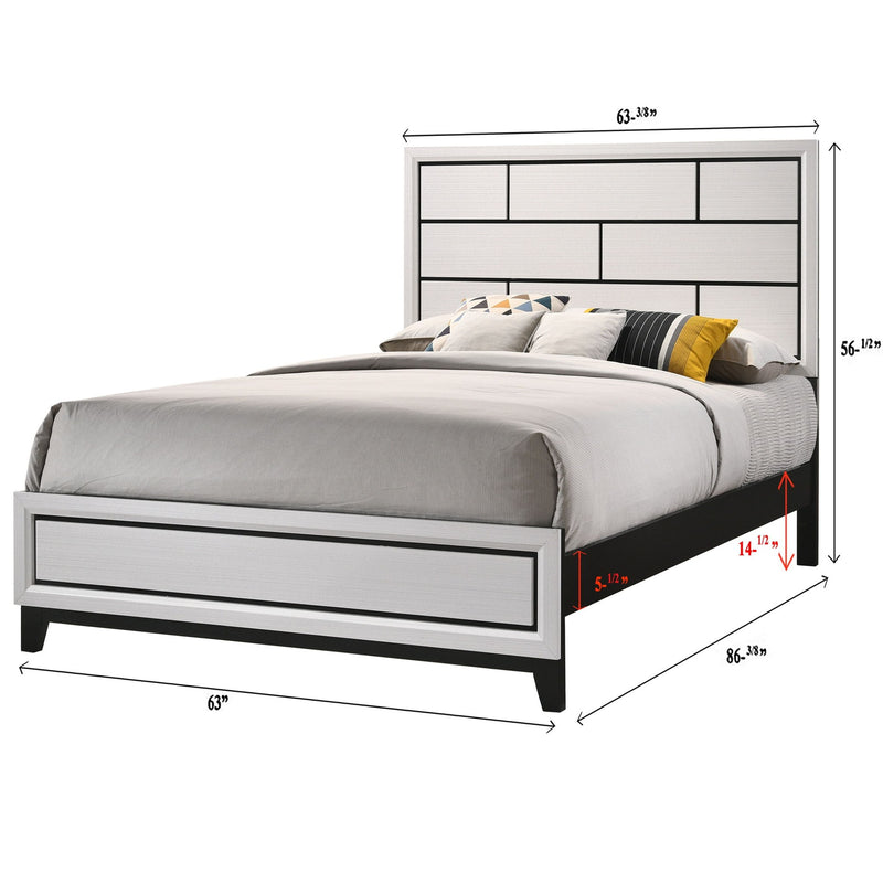 Contemporary Low Profile Bed With Geometric Headboard