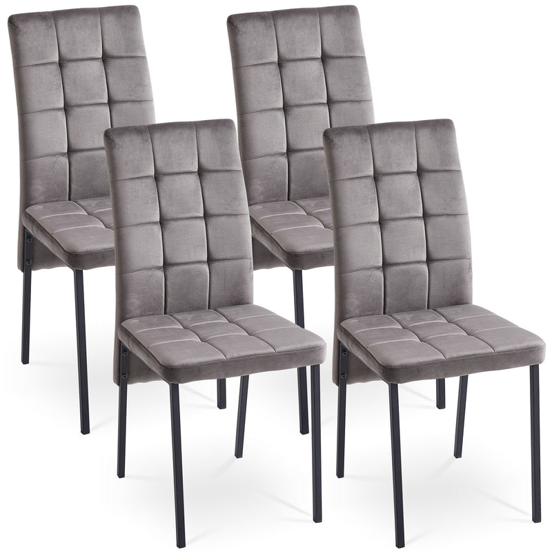 High Back Nordic Dining Chair Modern Fabric Chair With Legs (Set of 2)