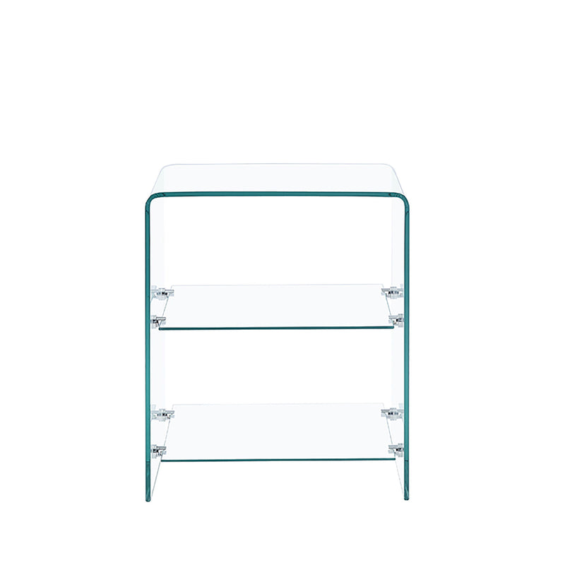 Tempered Clear Bent Glass Side Table Sofa Table, Multi Purpose Use, Premium Tempered Glass - Transparent