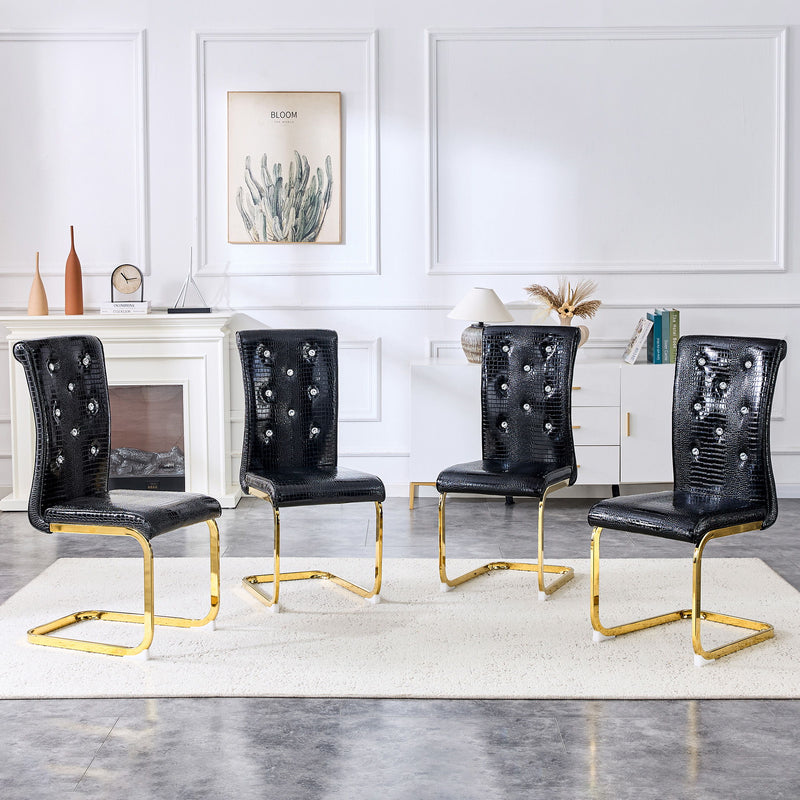 Elegant Design Alligator Skin Upholstered Dining Chairs