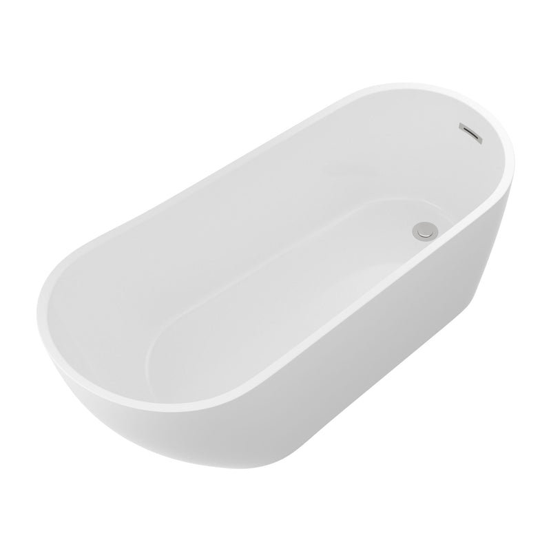 Contemporary Glossy Freestanding Bathtub With Overflow And Drain