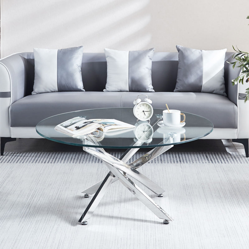 Modern Round Tempered Glass Table With Legs