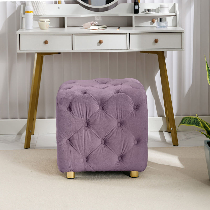 Modern Upholstered Ottoman, Exquisite Small End Table, Soft Foot Stool, Dressing Makeup Chair, Comfortable Seat For Living Room, Bedroom, Entrance