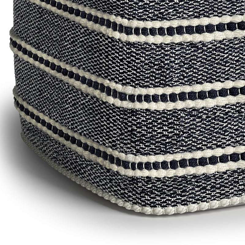 Corrie - Square Outdoor / Indoor Pouf - Navy / White