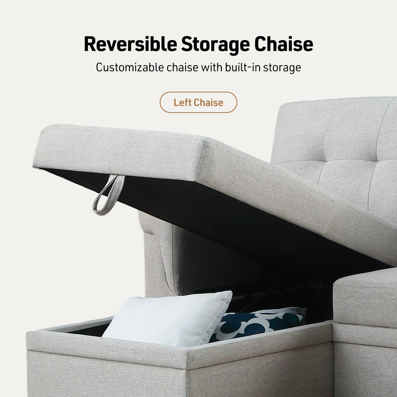 Lucca - Reversible Sleeper Sectional Sofa With Storage Chaise