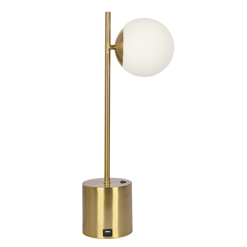 Ethereal - Modern Small Table Lamp, Desk Lamp Fixture With Globe Shade - Gold / White