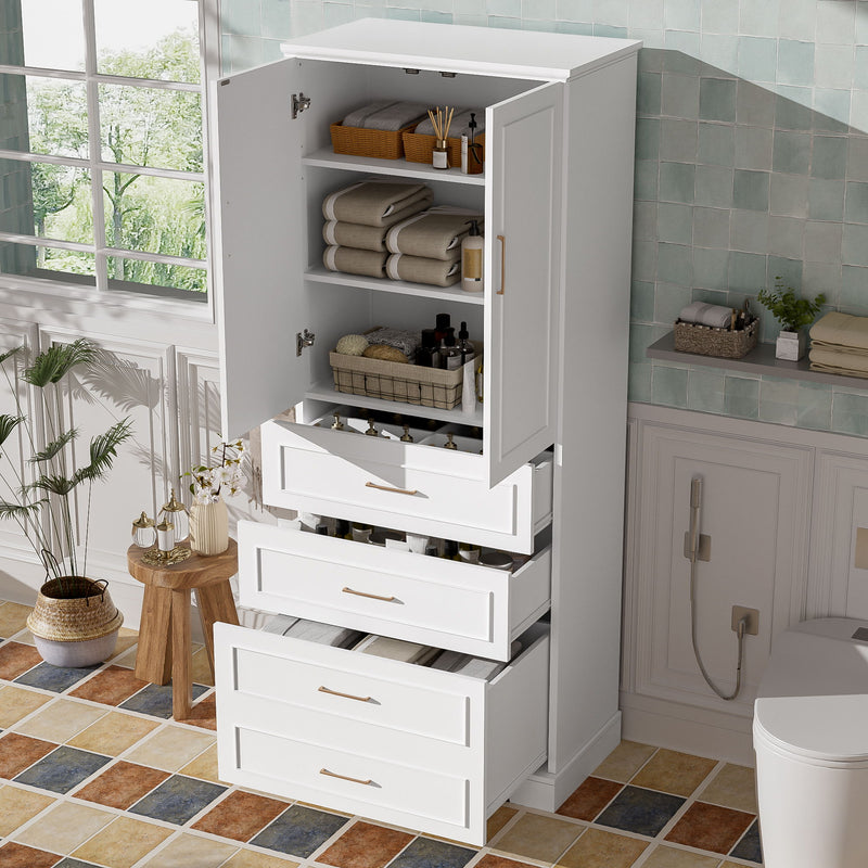 Freestanding Bathroom Cabinet With 3 Drawers, Adjustable Shelf, Soft Close Doors