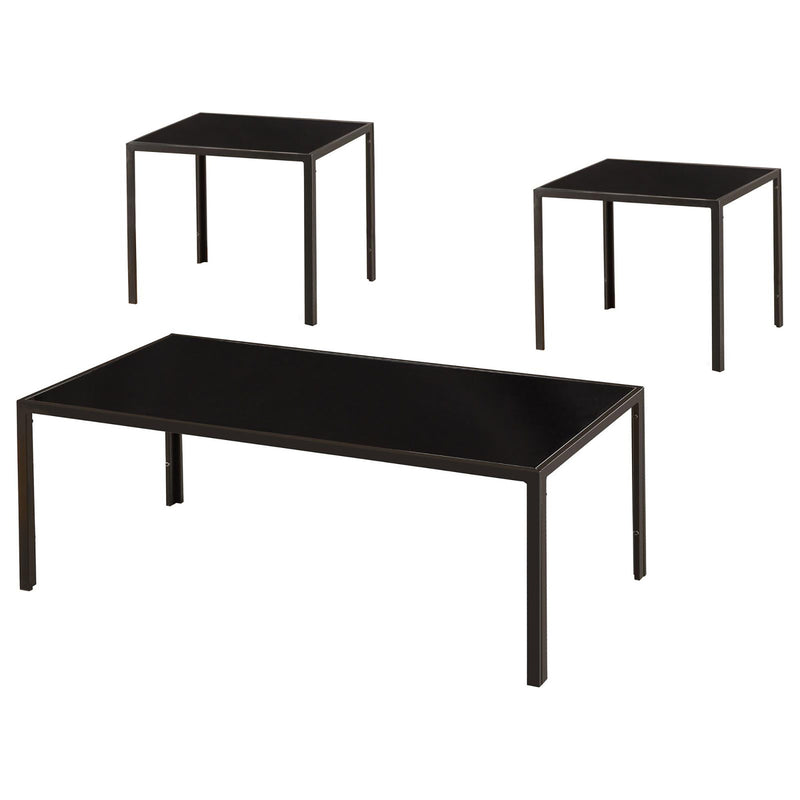 3 Piece Occasional Set With Glass Design - Black