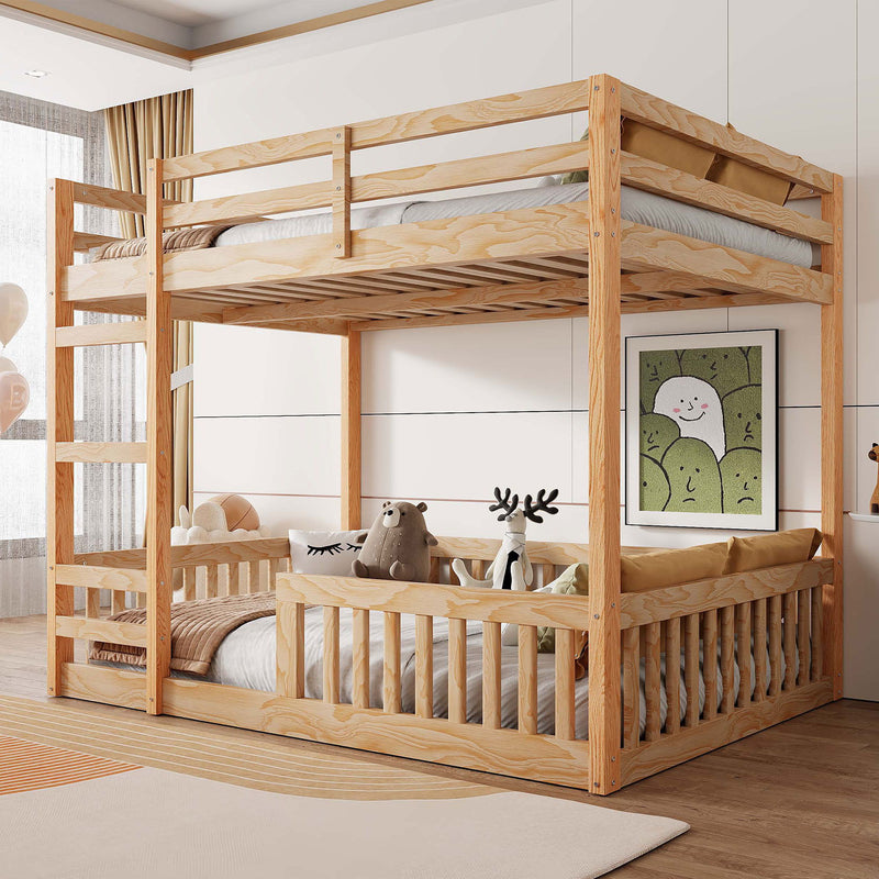 Stylish Bunk Bed With Ladder And Guardrails