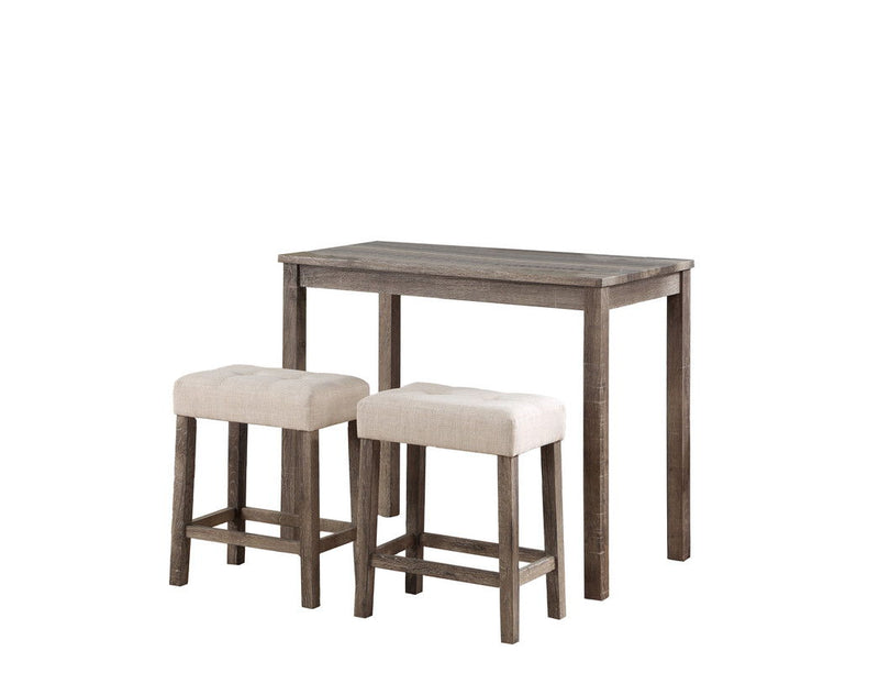 Lux - 3 Piece Counter Height Pub Table With Tufted Stools (Set of 3)