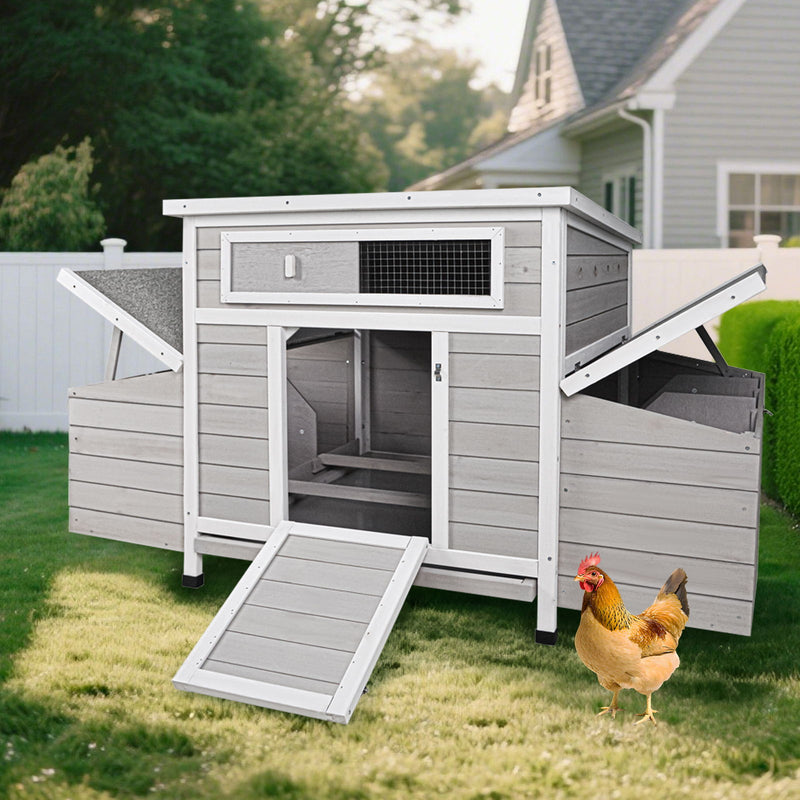 Large Chicken Coop Outdoor Hen House & Dual Nesting Boxes