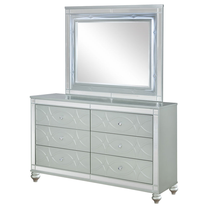 Arabesque - 6 Drawer Dresser With Mirror - Silver