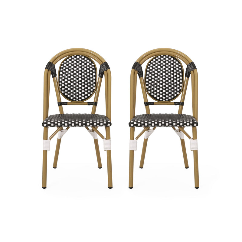 Outdoor Rattan And Aluminum French Bistro Chair Set