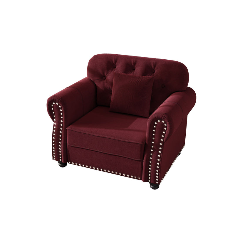Upholstered Sofa With Nailhead Trim And Rolled Armrests