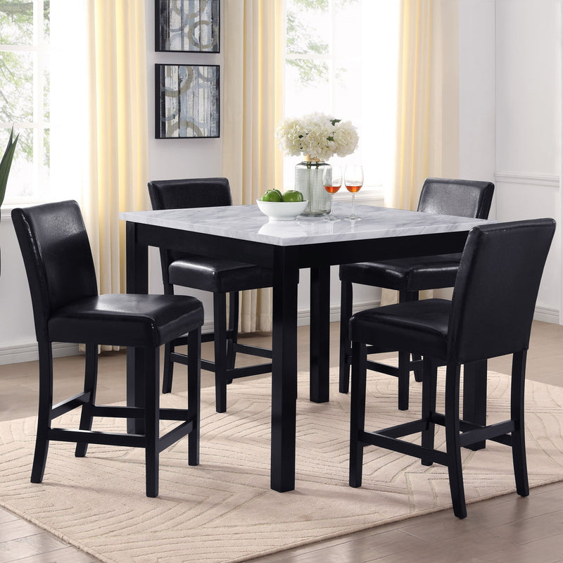 Modern 5 Piece Counter Height Dining Set With Tufted Nail Head Chairs