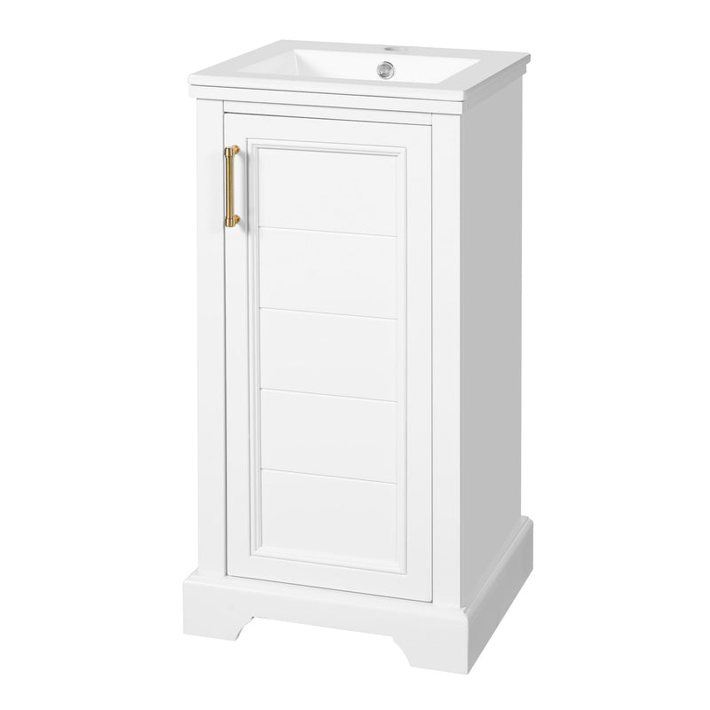 Bathroom Vanity With Sink, Soft Close Door, Adjustable Shelf, Freestanding Single Unit - White
