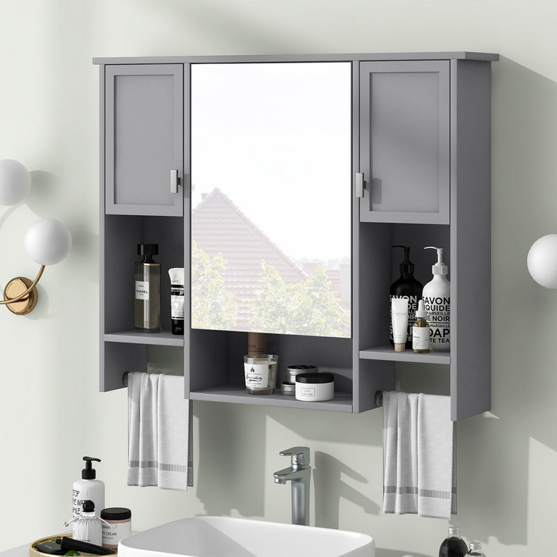 Wall Mounted Bathroom Storage Cabinet With Mirror, Medicine Cabinet With Towel Bar